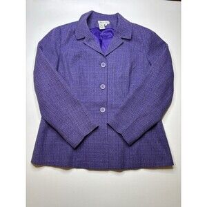 Woman's Coldwater Creek Purple 3 Button Tweed Blazer Size 16